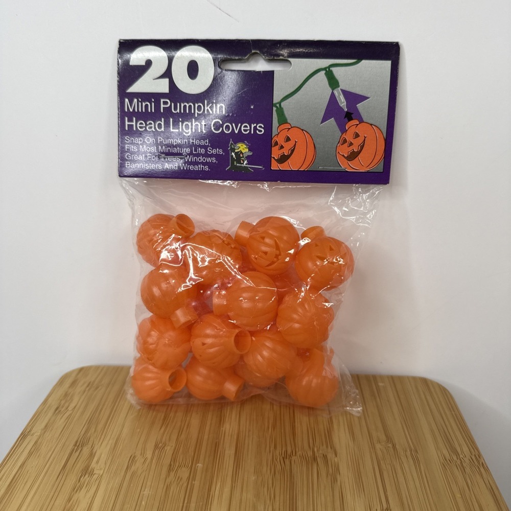 20 Halloween Pumpkin Mini Light covers Plastic Blow Mold Jack-o-Lanterns NOS VTG
